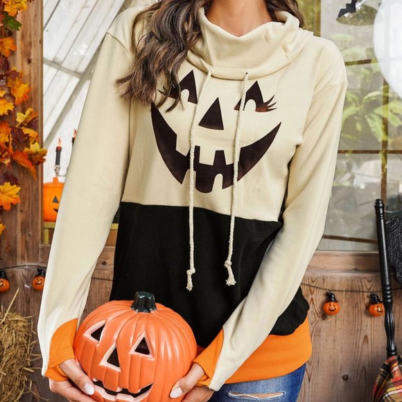 SOLD Halloween Sweatshirt Pumpkin Print - Picture 8 of 12